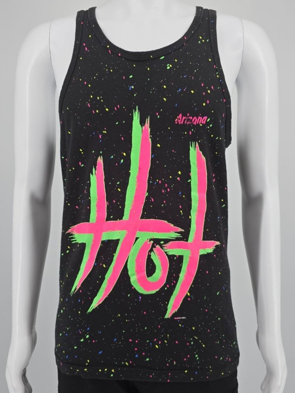 Vintage 1990s Sherry's Best Arizona Hot Neon Splatter Pattern Tank Top (S)